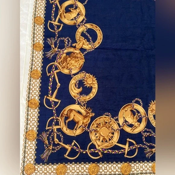 Vintage Celine Paris Navy Silk Scarf BNWT Late 1980s-Early 90s Rare France - Picture 6 of 16